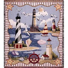 Simply Home Coastal Memories Tapestry Throw Blanket 50x60