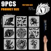 FINGERINSPIRE 9Pcs Dragon Painting Template with Brush 30x30cm Dragon Theme