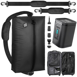 Travel Vacuum Storage Bags Combo Portable Wireless Electric Pump,Reusable Waterproof Vacuum Compression Bag with 2 Shoulder Straps Become Messenger Bag/backpack,Space Saver Vacuum Storage Bags