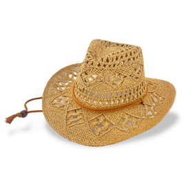 Straw Cowboy Hat Brown Cowgirl Hat for Women Sun Hat Men Sparkly Western Beach Hat Wide Brim for Theme Party