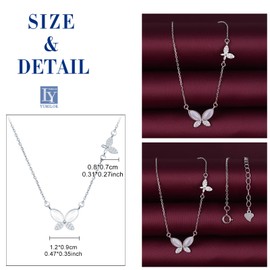 Yumilok Necklace with Pendant Women's Necklace 925 Sterling Silver Cubic Zirconia Opal Butterfly for Women Mum