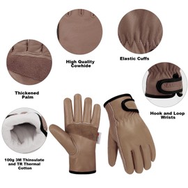 SLARMOR Winter Work Gloves for Men and Women,Leather Winter Work Gloves with Thermal Lining,Winter Warm Work Gloves,For road cleaning, logging