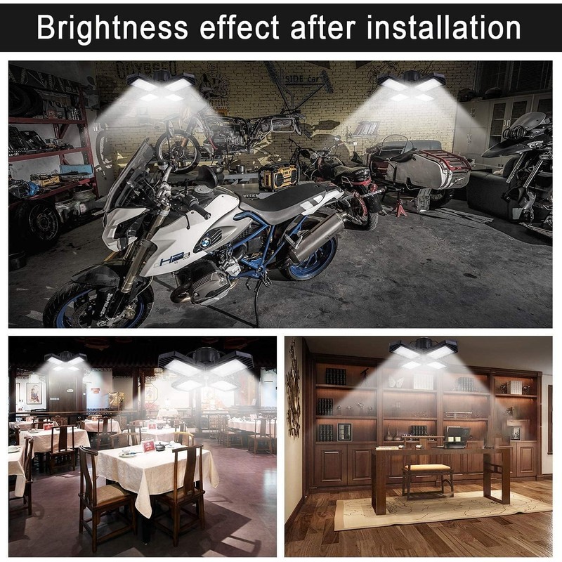 4Pack LED Garage Lights, 100W Deformable LED Lighting 10000LM E26