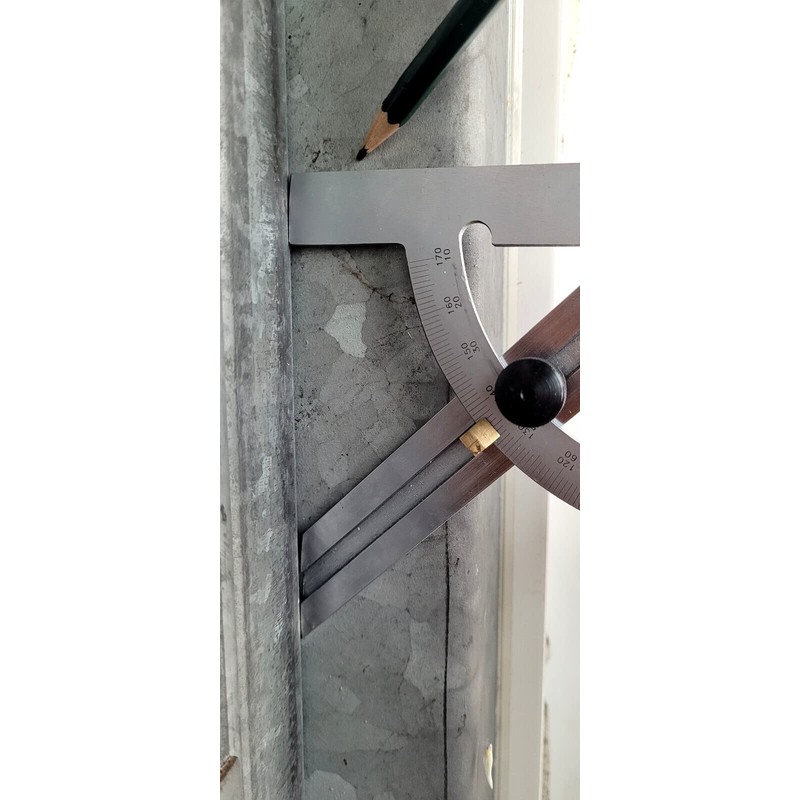 WRS Precision Protractor with Adjustable Rail, 10-170°, Rust-Proof, Matt Chrome,