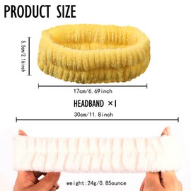 Sugeru Flannel Elastic Hair Band, Spa Headband Women, Soft Hair Band, Cosmetics, Non-Slip Wide Brim Headband, Women, for Shower, Skin Care, Make-Up, Facial Cleansing, Girls, Yoga (Yellow, Standard)