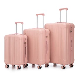 20 24 28 3-Pcs ABS Spinner Wheel Luggage Set Luxury Carry-On Suitcase with TSA Combination Lock Lightweight Matching Color FCJcolor: Black Brown