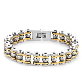 LAFATINA Masculine Bicycle Bike Chain Bracelets for Men Fathers Day Stainless Steel Masculine Biker Bangle Wristband
