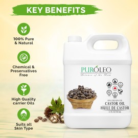 PURÓLEO PUROLEO Castor Oil 32 Fl Oz/946 ML (Packed In Canada) 100% Pure and Natural Hair, Lash, Beard, Eyelashes & Eyebrow Oil Black castor oil for brow lashes, Make eyelash serum, hair serum for dry hair and frizzy | huile de ricin pour huile de ricin pour cheveux