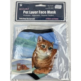 Pet Lover Orange Tabby Cat Lover's Face Mask Double Stitch Triple Filter High Quality
