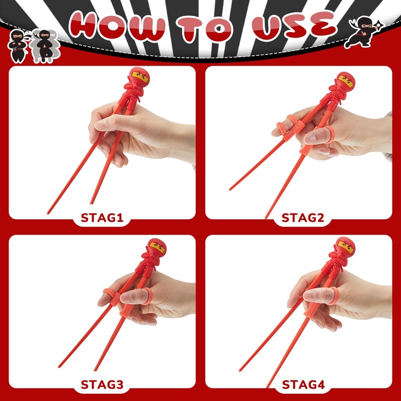 Nuanchu 6 Pairs Ninja Training Chopsticks for Kids Adults Beginners