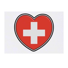 'Switzerland Flag Heart' Temporary Tattoo - Water Resistant, Skin-Safe, Non-Toxic Transfer (TO00061613)