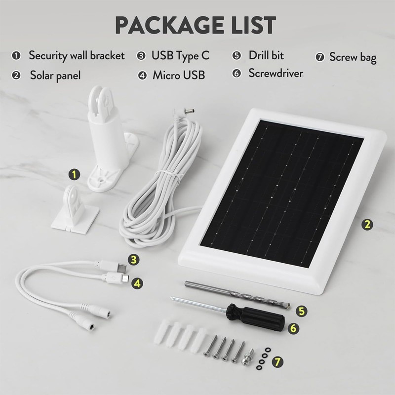 Solar Panel Charger for Ring Camera, 5W Solar Panel Compatible