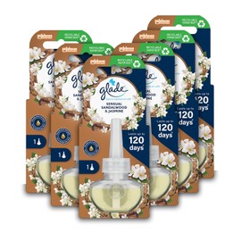 Glade Plug in Air Freshener Refill, Electric Scented Oil Room Air Freshener, Sandalwood & Jasmine, Pack of 6 (6 x 20ml)