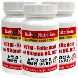 Daily Nutrition (90 tablets x 3 bottles) USA Nutri Folate B9 Vitamin B6 B12 nutritional supplement / (90정X3병) 미국 뉴트리 엽산 B9 비타민B6 B12 영양제
