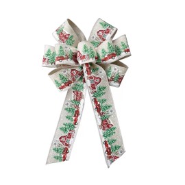 Dogwood Farm Market Farmhouse Wired Wreath Bow - Handmade 10" across - Christmas Barn Snow