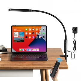 Clamp on Lamp, LUJOLUMIN LED Desk Lamp, 18W, 3000 LMS, 3 Color Modes, 16 Brightness Levels, CRI>95, Reading Light, Eye-Caring Task Lamp with Remote for Reading, Office, Home (Adapter Included)