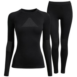 EIISSION Intimo Termico Donna Manica Lunga Invernali Maglia Leggins Pantaloni Termici Completo Sportivo Sci Tuta Intera Biancheria Termica Vestiti Sottomaglia Termiche L