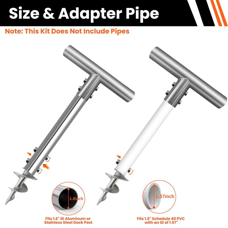 Fologtoo Dock Auger Kit with T-Handle,304 Stainless Steel Sand Auger