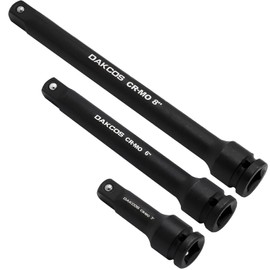 DAKCOS 3 Pieces 1/2-Inch Drive Impact Extension Bar Set Includes 3 6 8 Inch Socket Extensions, Heat Treated CR-MO Steel with Black Manganese Phosphate Finish