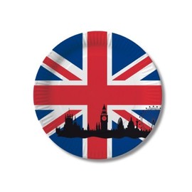 Pack of 10 UK Union Jack Party Plates 23cm Diameter