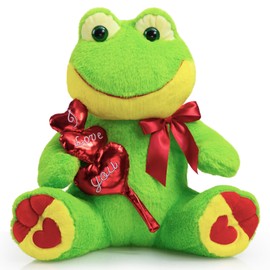 HollyHOME I Love You Frog Stuffed Animal Plush Frog with Red Hearts and Bow Sweet Plush Toy Gift 20 inches