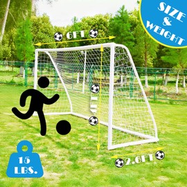 KATARUS Soccer Goal 12x6FT/10x6.5FT/8x6FT/8x5FT/6x4FT Outdoor Soccer Net Goals for Backyard with Weatherproof UPVC Frame & Ground Stakes Portable PVC Soccer Goal Post for Kids Adults & Youth Training