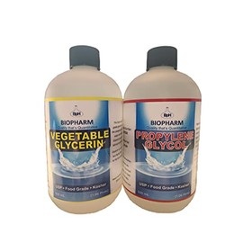 Propylene Glycol and Vegetable Glycerin Combo 2-Pack: one PG and one VG, 500 mL (1.06 Pint) Each — Food-Grade Kosher Liquids — Dispensing Caps Included