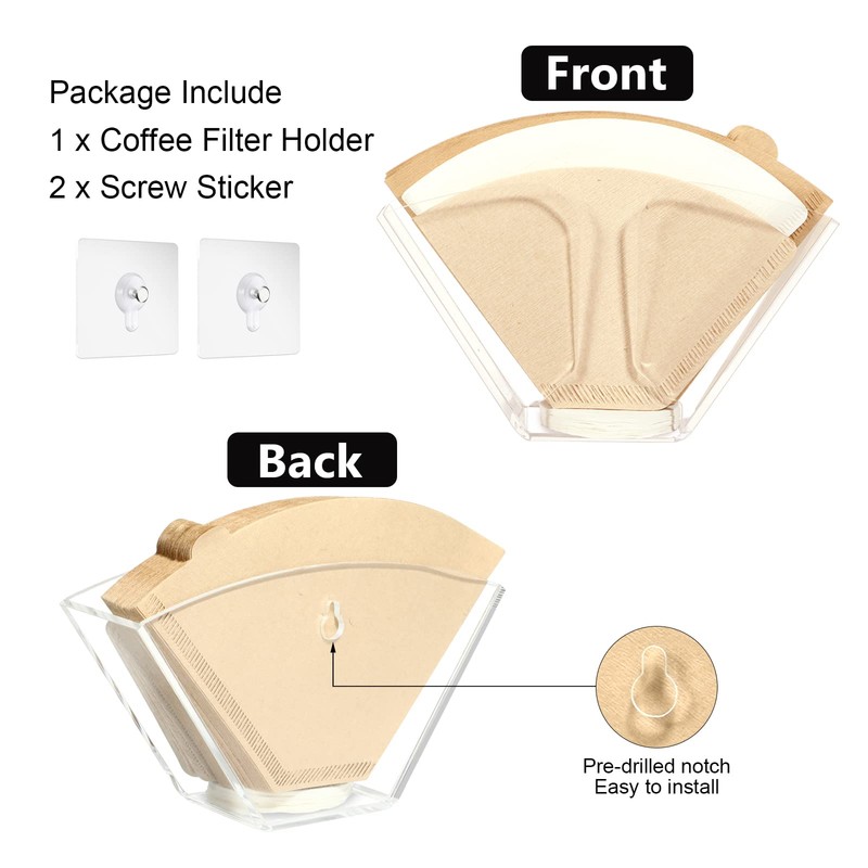Kamehame Coffee Filter Holder, Wall Mount Coffee Filter Dispenser Rack,