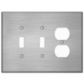 3-Gang Wall Plate for 2 Toggle and 1 Duplex – Oversized 5.5" x 5.5" Stainless Steel Switch Cover | Heavy-Duty Decorative Jumbo Faceplate for Outlets and Toggle Switches | Combination Outlet Cover