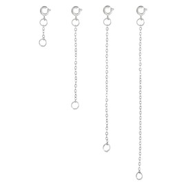 PATIKIL 1.2/2/3.1/3.9 Inch Necklace Extender, 4Pcs Chain Extenders Extension for Necklaces Bracelet Jewelry Making, Silver