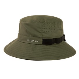 TOP-EX Cooling Fishing Hat Men's Breathable UV Protection Sun Hat Women's Summer Outdoor Hat with Wide Brim Foldable Safari Hat, 95553_Army Green