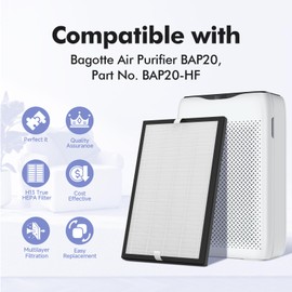 Harebery 2 Pack BAP20 Filter Replacement, Compatible with Bagotte BAP20 Purifier, 3-Stage Filtration