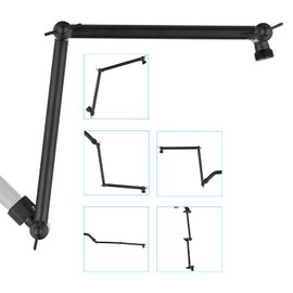 PDPBath Shower Extension Arm, 16" Upgrade Solid Brass Shower Head Shower Head Extender, Adjustable Height Extended with G1/2 Universal Connection for Rain & Handheld Shower Head Matte Black