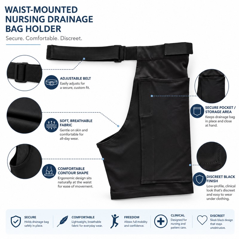 Portable Drainage Bag Waist Holder for Home Nursing – Adjustable