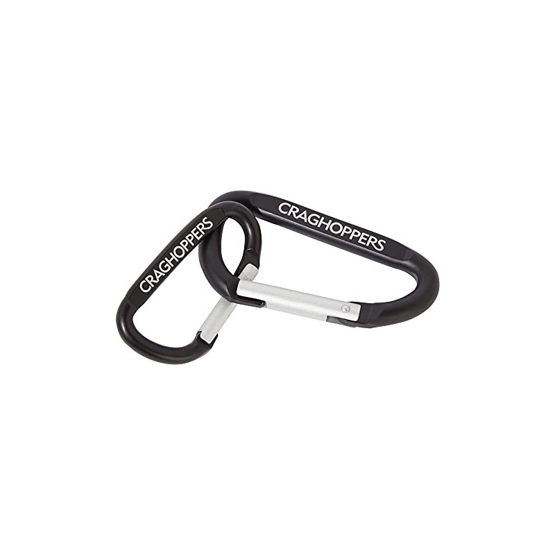 Craghoppers Mens Sturdy 2 Pack Aluminium Karibiner Clips, Black
