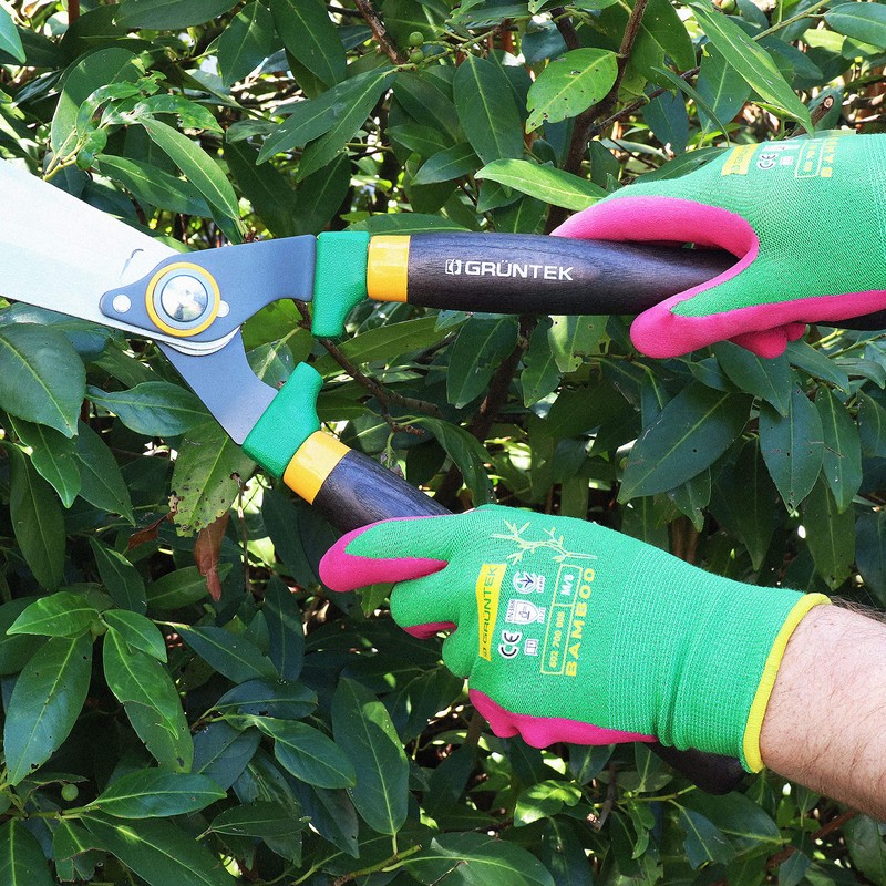 GRÜNTEK Bamboo Gardening Gloves - Breathable, Flexible Protective Gloves for