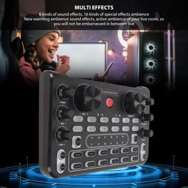 Fockety Professional Audio Mixer, Bluetooth Live Sound Card, Sound Mixer Board with Multiple Sound Effects, Podcast Studio Equipment for Streaming, Podcasting and Gaming