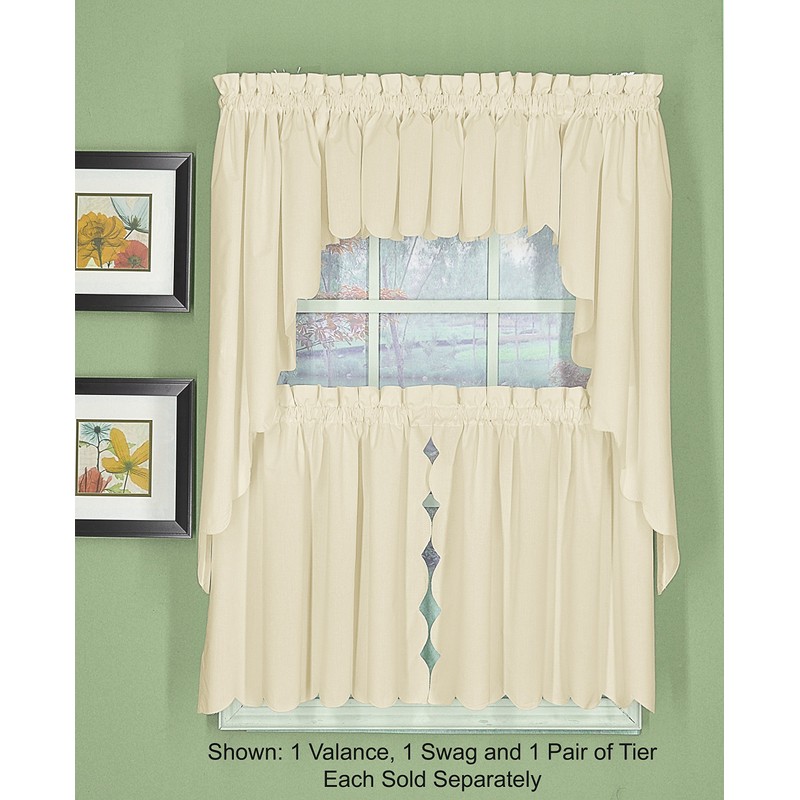 Today's Curtain, Orleans Scallop Curtain, Ecru Valance, 60" W x