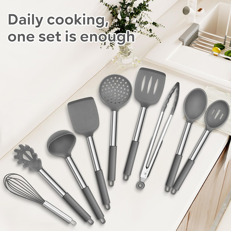 HaWare Silicone Utensils Set, 9-Piece Kitchen Cooking Utensils, Non-stick Heat