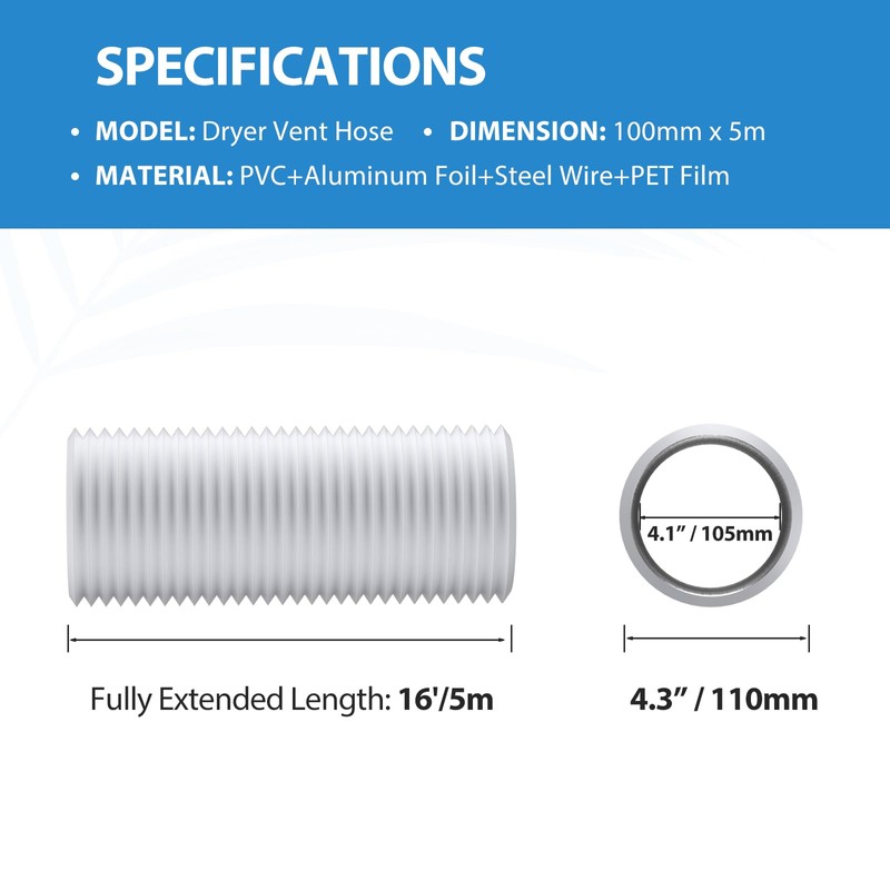 Hon&Guan Aluminium PVC Ventilation Air Ducting 4 Inch Flexible Vent