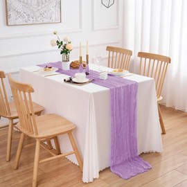 Xikesoft 10 Pack Lavender Table Runner 120 Inch Cheesecloth Table Runner 10FT Boho Gauze Table Runner Long Cheese Cloth Table Runner Semi Sheer Runners for Wedding Bridal Baby Shower Party