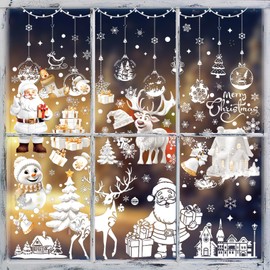 JSTHHTT 18 Sheets Christmas Window Stickers, Christmas Snowflake Stickers, Reusable Xmas Window Decorations, for Christmas Window Display, Home Decor, Party Decor