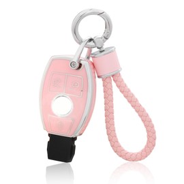 YO&YOYE for Merceds Benz Key Fob Cover with Keychain, Pink Pink Soft TPU Key Case Protection Fit for C E S M CLS CLK G Class
