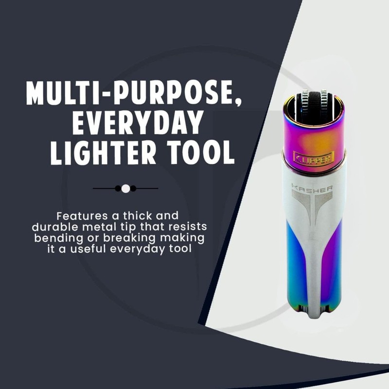 Kasher's Metallic Lighter with Multipurpose Tool - Refillable Metal Lighter