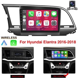 9 Inch Android 13 Double Din Car Stereo Radio for Hyundai Elantra 2016-2018 IPS Touchscreen Car Audio Receiver w/Wireless Carplay and Android Auto GPS Navi Wifi SWC BT Mirror Link Backup Camera, 2+32G
