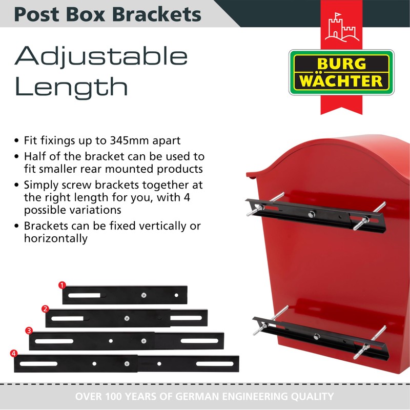 Burg-Wachter Adjustable Post Box Gate & Railing Mounting Bracket Kit,