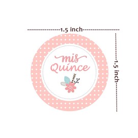 Mis Quince Anos,1.5 Inch Quinceanera Party Favor Stickers,Quinceanera Sweet 15 Birthday Party Sticker Labels,Spanish Stickers for 15th Birthday,120 Pcs