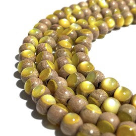 ABCGEMS Rosewood Wood Beads (Australian Golden-Lip Shell Inlay) Natural Organic DIY Jewelry Making - Men, Women, Healing, Energy, 6mm, Round, (+/- 1mm), 8 Inches