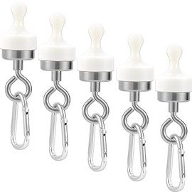 fogman Camping Magnet Hook Lantern Hook Magnetic Outdoor Carabiner Set of 5 (White)