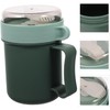 Taza de Desayuno Portátil con Tapa y Cuchara, Verde, Plástico